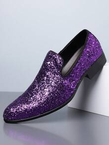 1 双男士优雅亮片一脚蹬乐福鞋，适合夜店派对 Old Money Chic 秋季 - 彩色 - 查看 14