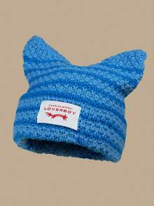 1 件休闲动物图案可爱街头风格腈纶针织帽，适合所有季节的秋季装