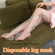 10 peças de ferramentas para cuidados com os pés, capas transparentes hidratantes para os pés, portáteis e fáceis de usar com design de punho elástico, capas de meias hidratantes para pernas e pés SPA, conjunto bege claro para cuidados com as pernas, adequado para uso diário em casa ou em viagens