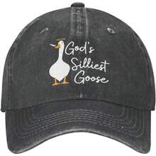 Gods Silliest Goose Hat Men Dad Hat Adjustable Caps - Black - View 9