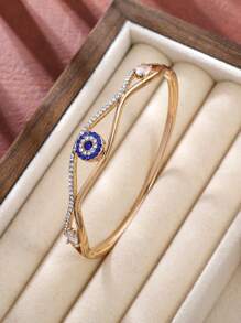 New Style Fashion Young Girl Charming Bling Bling Wisdom Eye Rhinestone Bangle Bracelet Gift Party