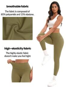 (5pcs High Waist Yoga Leggings) Women Fitness Leggings Running Cycling Pants, Stretchy & Breathable , No Perspective ,Tummy Control Design,  - Activewear For Indoor/Outdoor Workouts, Summer Workout Gym Clothing,Workout Pants|Sleek Leggings|Snug Fit Leggings Assort Colors - 5Pcs 5colors - 查看 3