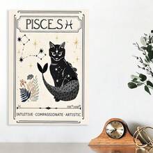 Pintura sobre lienzo enmarcada 1 pieza Impresiones de Piscis, arte misterioso, cartas del tarot, constelaciones, pinturas decorativas de lienzo bohemio - 1 pieza de pintura sobre lienzo, pintura mural directa, decoración del hogar, decoración de la habitación para el Día de San Valentín, Pascua, Día del Padre, Año Nuevo, cumpleaños, Acción de Gracias y Navidad, etc. - Moda clásica, póster artístico, decoración del hogar - Enmarcado - Ver 5