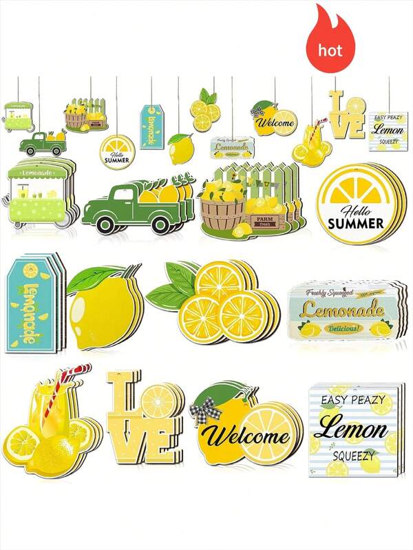 12 Stücke/24 Stücke/36 Stücke Sommer Zitronen Holz Hängededeko, frische Holzdekoration für den Garten, geeignet für Hawaii-Partys, Heimdekoration, kann an Wand, Fenster, Schrank, Schrank oder überall aufgehängt werden, auch ein schönes Geschenk für Familie, Freunde, Kollegen, Nachbarn, Klassenkameraden, um die coole Sommerstimmung zu spüren!