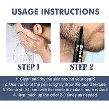 EAST MOON Detachable Beard Filling Pen With Four-Prong Design - Waterproof Fiber Enhancer For Naturals Thick Beard, Hairline & Eyebrow Shaping, Easy Application For Lasting Coloring Effect, Men's Mustache Styling Tool Kit - Black - View 9