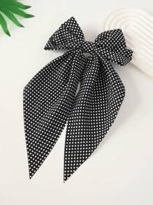 6pcs Girls Fashion Minimalist Elegant Versatile Hair Clips Polka Dot Ribbon Bow Bun Claw Clips