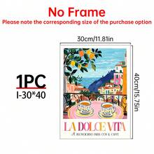 La Dolce Vita Travel Poster, Italy Wall Decor, La Dolce Vita Coast Poster, Italian Print, Retro Spritz Art, Honeymoon Gifts, Set Of 1, Canvas Posters, Canvas Wall Decor For Home, Living Room, Bed Room, Kitchen ,Bathroom,Wall Art Birthday Graduation Coastal Decor Coastal Decor Beach Decor