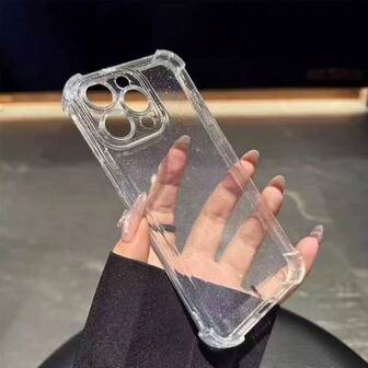 Fashionable Transparent Square Anti-Collision Glitter Phone Case