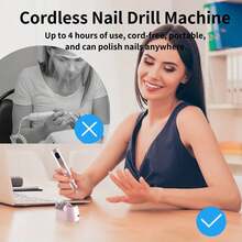 Portable Electric Nail Drill, Cordless Rechargeable Nail File With Base & Multiple Drill Bits, For Gel Acrylic Nails, Manicure Pedicure At Home Salon, Ideal Daily Use & Holiday Gift For Women - 粉色 - 查看 4