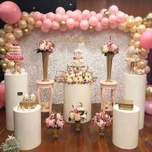 3/5 Pieces Metal Cylinder Pedestal Stand – White Stainless Steel Columns For Cake Display For Wedding, Birthday, Party Decoration