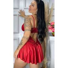 Kit With 3 Women's Ballerina Nightgowns With Short Pajamas Night Line Panties - 水鴨藍 - 查看 6