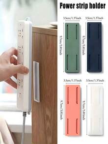 4pcs Desktop Socket Fixer, Plug-In Board Surge Protector Holder, Self Adhesive Punch Free Socket Holder, For Home Dorm Office Cable Management - Multicolor - View 4