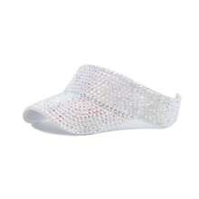 1pc Handmade Rhinestone Embellished Solid Color Sun Hat For Women