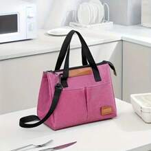 Stylish Commuter Thermal Bags - Large Capacity Insulated Lunch Bags With Adjustable Straps, Perfect For Work, Travel, And Picnics, Non-Food Contact, Available In Pink, Blue, And Gray, Lunch Bag | Stylish Insulated Bag | Adjustable Strap Bag, Lunch Bag
