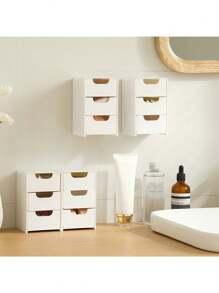 1/2 Stücke/Set, 3-stufiger Make-up-Organizer aus Kunststoff mit Schubladen – kompakte Kosmetik-Aufbewahrungsbox für die Arbeitsplatte für Schmuck und Bürobedarf – nicht elektrischer Schreibtisch-Organizer für den Schulanfang