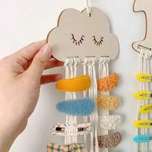 1pc Wooden Cloud Shaped Hair Clips, Multi-Functional Home Decor & Organizer Hang - Beige - View 8