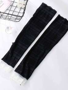 1 双女士户外防晒蕾丝冰丝袖套，公主芭蕾风格，优雅时尚，肘部拼接，多功能防晒透气防紫外线蕾丝袖套，适合夏季