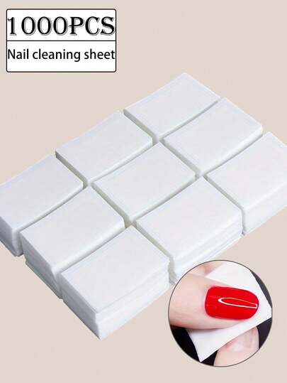 1000PCS White Disposable Nail Care Wipes - Dust-Free Soft Paper Pad, Suitable For Acrylic And Gel Nails, Formaldehyde Free And Alcohol Free Nail Removal Cleaning Pads, Complete Beauty Tools And Accessories, Nail Care Necessities Nails Nails Supplies Nail Stuff