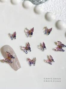 30Pcs Multi-Size Glitter & Iridescent Butterflies Nail Art Decorations, 3D Resin Colorful Butterfly Nail Accessories Nail Supplies Nails Nail Charms Nail Gems