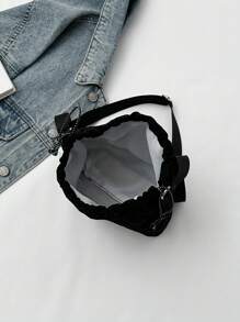 New Summer Nylon Sling Bag - Unique Design Drawstring Shoulder Bag - Japanese Fashionable Pleated Bucket Bag For Women