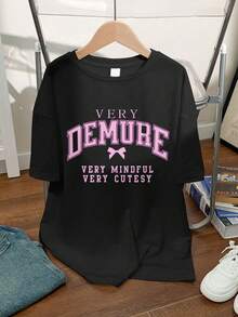 2 件青少年女孩端庄印花套装，短袖宽松喇叭裤柔软两件套，夏季休闲装，女孩套装