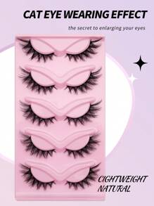 5 pares de pestañas postizas de estilo manga, pestañas de ojos de gato, pestañas de visón falso, pestañas de ojos de zorro, pestañas postizas naturales completas, artículos esenciales de viaje para maquillaje