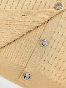 FOR BEAUTY Spring/Summer New Round Neck Button Up Half Sleeved Knitted Cardigan Top For Women, Simple And Minimalist Temperament, Commuting Style Short Sleeved Sweater - Light Yellow - View 8