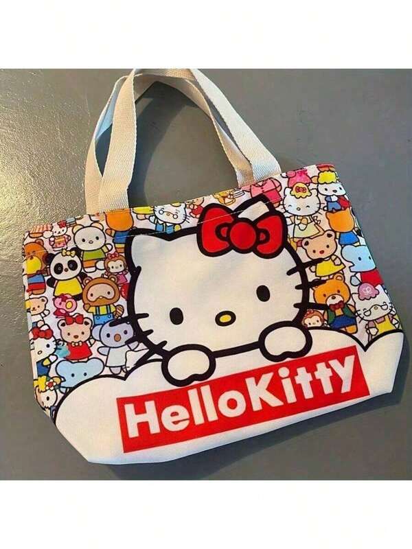 Sanrio Hello Kitty Segeltuch Tasche, Hello Kitty Tragetasche, kleine Bento Tasche Einkaufstasche, Geschenk für Weihnachten/Thanksgiving/Geburtstag/Valentinstag Party Gastgeschenke