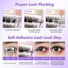 [36Pcs]GENIELASH Glue-Free Cross Eyelash For Beginner Self Adhesive Eyelashes Natural False Eyelashes No Need Glue