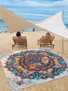 1pc New Outdoor Waterproof Sandproof Digital Printed Picnic Mat/Beach Towel, Fashion And Fresh Pattern, Suitable For Camping And Picnic - Multicolor - View 6
