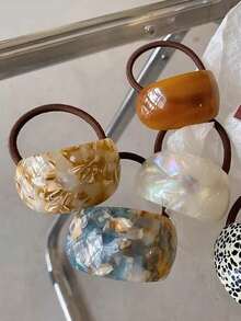 1个/2个/4个装 优雅高弹弧形醋酸纤维发圈，时尚发绳，马尾辫发圈，发饰，混色，家居，护肤配件，发绳发圈头饰橡皮筋 - 彩色 - 查看 8