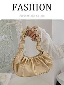 [Bolso de mano elegante] Bolso tipo hobo con pliegues en forma de nube | | Cierre magnético, correa arrugada | Bolso de mujer | Para outfits casuales o de noche | Elegante
