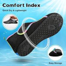 Scurtain Barefoot Shoes Women Men Beach Swim Aqua Socks Summer Quick-Dry Sandals Slippers - Mesh Blackcolorful - 查看 5