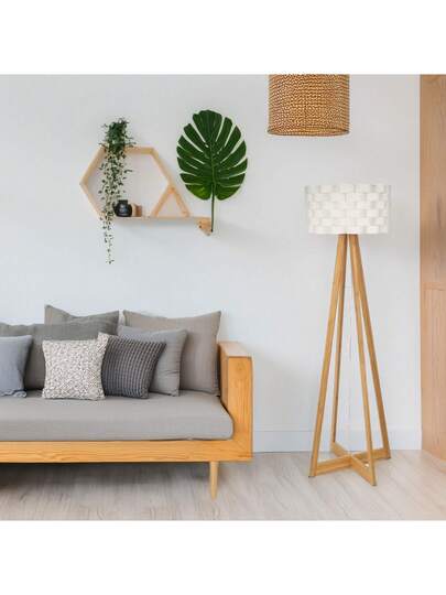 Well Home WELL HOME Wit Bamboo Vloer Lamp Ø50x150cm. Free Shipping 24/7. view 3