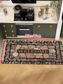 1/2pcs Welcome Home Pebble Printed Pattern Floor Mat - Non Slip Floor Mat, Suitable For Indoor/Outdoor Use, Perfect For Entranc Mats, Kitchen Mats, Laundry Room Mats, Bathroom Mats, Living Room Mats, Etc., Washable Area Mats