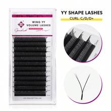 Genielash YY Shape Eyelash Extensions 12Rows 0.07 D Curl Professional Volume Eyelashes Double Tips Premade Fan Lash Extensions