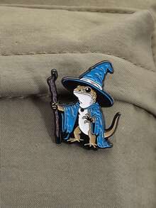 1pc Lizard Wizard Enamel Badge, Punk Gothic Blue Animal Metal Brooch, Decorative For Backpack, Clothes, Lapel, Unique Jewelry Gift - Multicolor - View 9