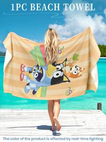 Bluey Toalha de praia azulada, 1 peça, toalha de banho com estampa de leite de coco e azul, toalha de banho, toalha de praia estilo fashion, toalha de banho superabsorvente para banheiro, natação, fitness, ioga, toalha de microfibra macia e confortável, leve e portátil, proteção contra vento e sol, à prova de areia para viagens de verão, decoração de banheiro para férias, tamanhos regulares e maiores recomendados (toalha pequena de 35 x 75 cm, 150 cm ou mais recomendada)