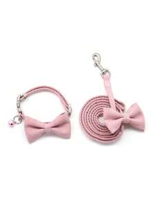 1 Set rosa Schleife Haustier-Geschirr & Leine - Fluchtschutz, atmungsaktives Mesh, verstellbar für Katzen/Hunde/Kaninchen - süßes und bequemes Accessoire