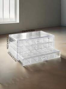 1 Stück transparente 3-lagige 72-Fach Schmuckaufbewahrungsbox für Damen Ohrringe, Ringe, Ketten, Armbänder. Schubladenart 3-lagige 72-Fach abnehmbare Großraum-Nagel- und Nageldekorations-Organizer