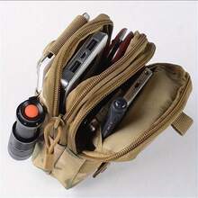 1pc High-Quality Durable Outdoor Storage Bag, Black With White Stitching, Multi-Compartment Design Tactical Waist Pack, Ideal For Hunting, EDC, Outdoor Enthusiasts, Compact & Lightweight, Essential For Outdoor Survival - Multicolor - View 6