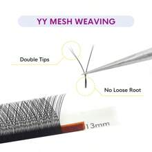 Genielash YY Shape Eyelash Extensions 12Rows 0.07 D Curl Professional Volume Eyelashes Double Tips Premade Fan Lash Extensions