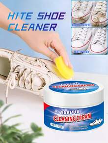 Sports Shoes Whitening And Cleaning Cream (With Sponge) - Removes Stains And Wear Marks From Sports Shoes, Boots And Canvas Shoes. It Is Made Of Plastic Material And Contains Chemicals. It Is A Fast And Effective Shoe Care Cleaner. 1 Tablet Of Sponge Cleaning Cream, 1 Tablet Of Multi-Purpose Cleaning Cream - Multicolor - View 2