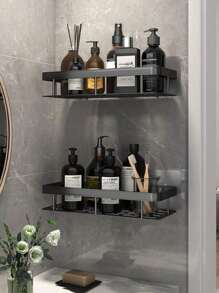 2pcs Bathroom Shelf Wall Mounted Storage Racks, No Drilling Required, For Bathroom, Vanity, Kitchen Use