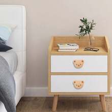 6个波西米亚风格梳妆台把手，可爱山毛榉木动物造型抽屉拉手，适用于橱柜、家具装饰，附带安装螺丝 - 杏色 - 查看 8