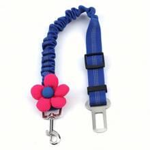 1pc Cute Pink Dog Car Seatbelt Leash With Floral Design - Adjustable, Reflective Safety Harness For Pet Cats And Dogs, Multiple Colors Available, Travel Safety Gear|Floral Pattern Leash|Adjustable Strap, Dog Accessories