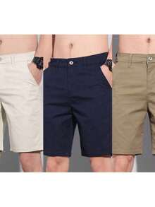 Kit 3 Men's Twill Bermuda Shorts - Blue - View 2