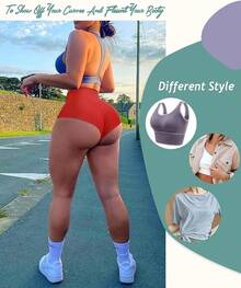 Women's High Waist Yoga Booty Shorts Workout Spandex Dance Hot Pants Butt Lifting Leggings Rave Outfits Customized Christmas New Year - 紅色 - 查看 4