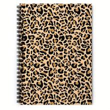 Cuaderno de espiral con estampado de leopardo - Diseño resistente de patrón animal negro/marrón, encuadernación de espiral de metal resistente, apto para oficina, escuela, diario, materiales de arte, útiles escolares, cubierta suave con patrón audaz, 50 páginas de 5.5*8.3 pulgadas, útiles escolares, de vuelta a la escuela - Multicolor - Ver 2