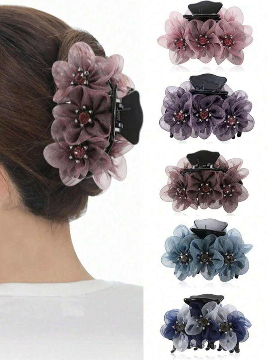 1 chiếc kẹp tóc hoa đính đá kiểu Bohemian thanh lịch, thích hợp cho sử dụng hàng ngày và các bữa tiệc. - Nhiều màu - Xem 1